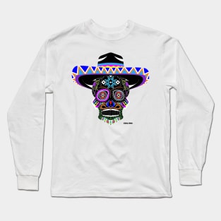 mexican grim reaper in mariachi charro style ecopop Long Sleeve T-Shirt